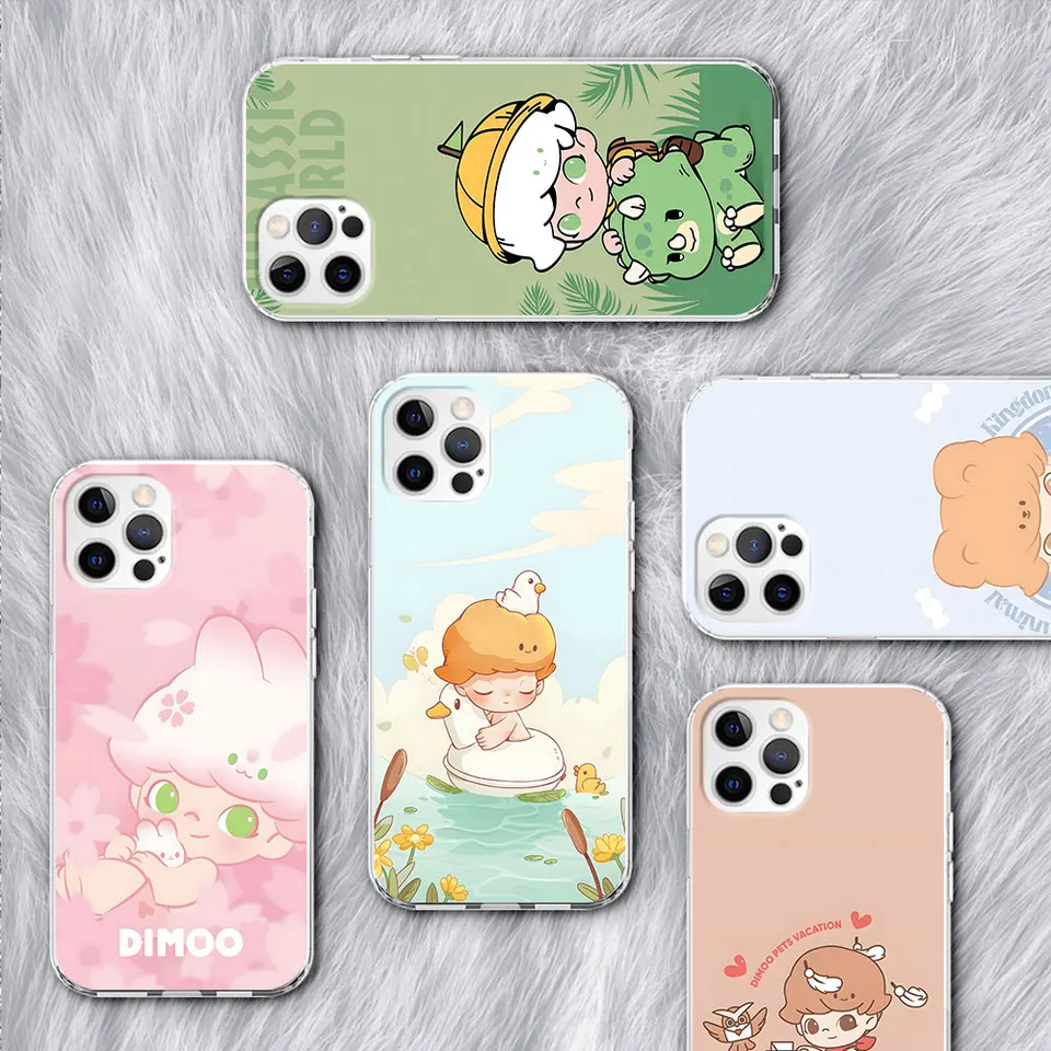 Kartoon Dimoo puzdro pre Apple iPhone 16 13 11 12 14 Plus 15 Pro 7 8 Plus xr x xs Max Clear Silikone Phone Cover Cuque Coque