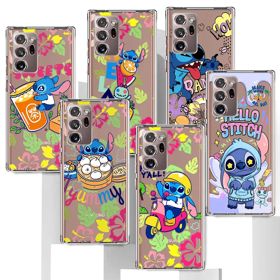 Kartoon Disney Stitch puzdro pre Samsung Galaxy Note 20 Ultra 5G 10 plus 8 9 10 LITE TPU Priehľadný mäkký kryt s mäkkým telefónom J4 J6 J8