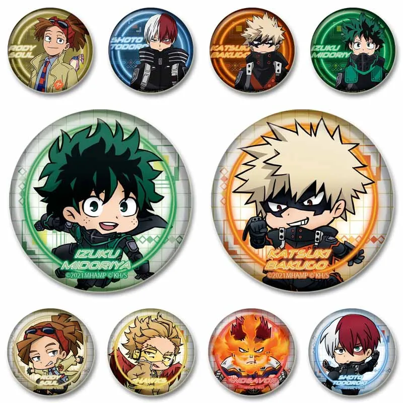 Kartoonné okrúhle odznaky Brošny, animácie, Midoriya, Izuku, Bakugou, Katsuki, odznak, batoh, dekorácia oblečenia