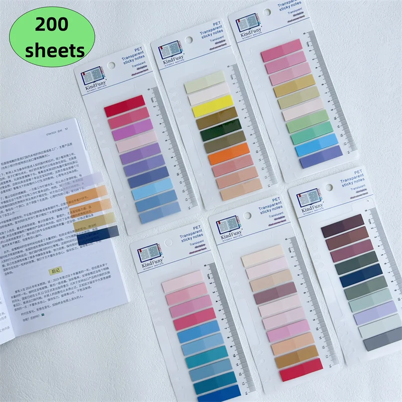 Karty Index 200ks index Self Adhesive Stge Markery Transparentné vodotesné lepkavé poznámky Klasifikujú súbory príznaky plánovacie nálepky