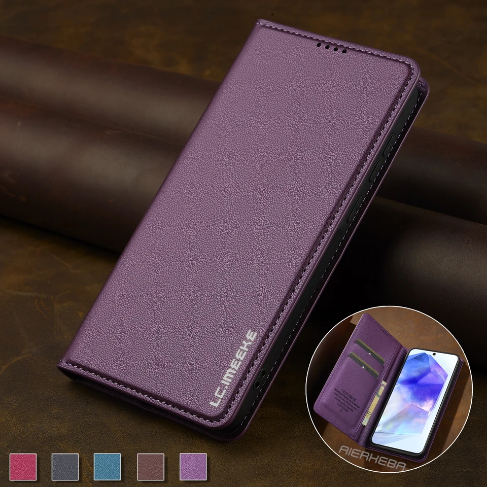 Kastíva Flip Leather pre Samsung Galaxy A15 A35 A55 A14 A34 A54 A52 5G S24 S23 Ultra S22 S21 Plus S20 Fe Business Phone Cover Cover