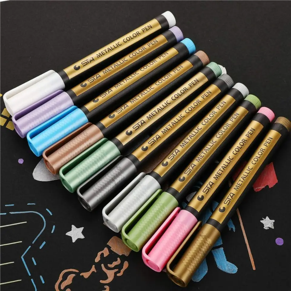 Kawaii 10 farieb kovový marker trvalý nepremokavý lakovací pero Personár DIY manga kreslenie remeselných pier maľba