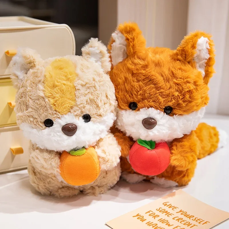 Kawaii 24 cm plyšová líška a veverička karikatúra zvierací vankúš plnú mäkkú hračku s ovocnou bábikou Ideálny darček k narodeninám