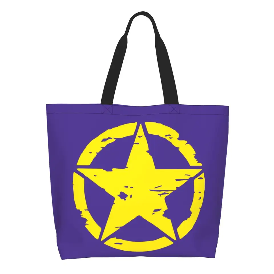 Kawaii America Tactical Military Star Shopping Tote Bag Recykling Canvas Grocery Shopper Ramer Bag