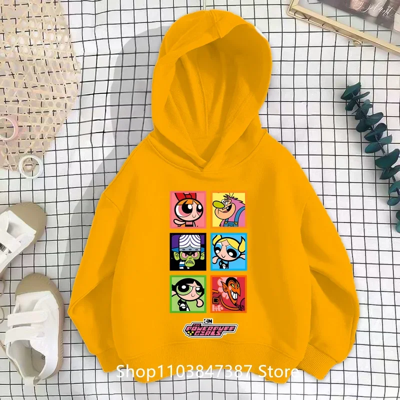 Kawaii Anime Powerpuff Roztomilé dievčatá mikina mikina mikina dievča jar jesenné pullovy harajujku Powerpuff Kids anime oblečenie
