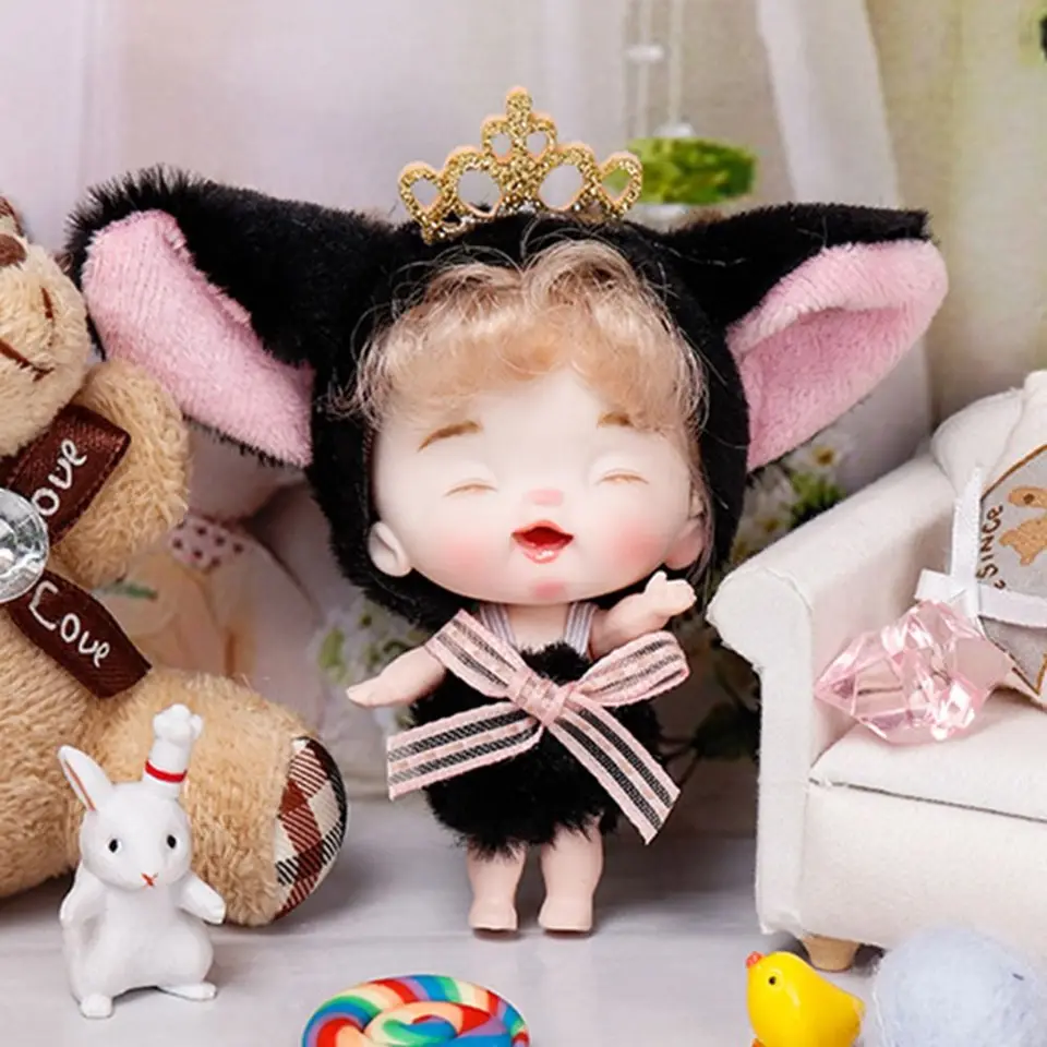 Kawaii BJD Dolls 10cm 1/12 Scale OB11 Dolls oblečenie pre dievčatá mini bábiky hračky Little Animal Ball spája hračky