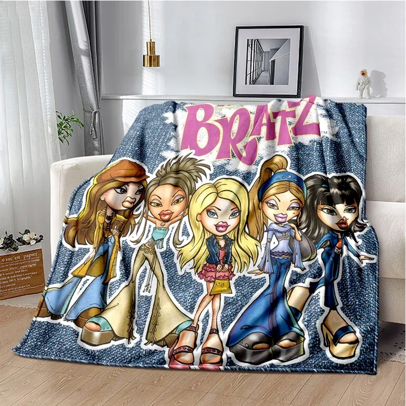 Kawaii bratz karikatúra anime roztomilé hody prikrývku Girl Girl Sofa Domov pešia turistika pikniková posteľ móda Super mäkká flanel prikrývka k narodeninám darček