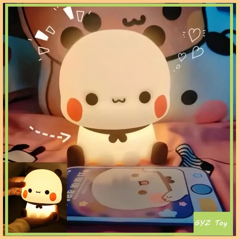 Kawaii Bubu a Dudu Led Night Light Lamp Bear Panda Cartoon Nightlight Animal Spálňa dekoratívna obývacia izba pre deti