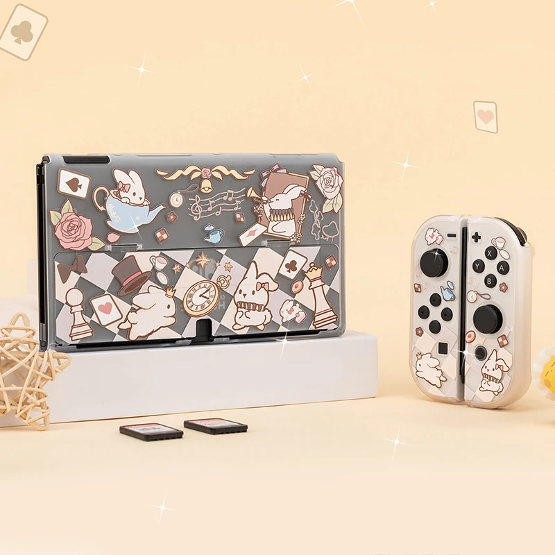 Kawaii Bunny Switch OLED ORFECTION SHELL NS Joy-CON CORNATROR PÍSOBENIE PRÍRUČKA OCHRANA PRÍRUČKA PRÍPRAVNÝCH PRÍPADOV NINTENDO
