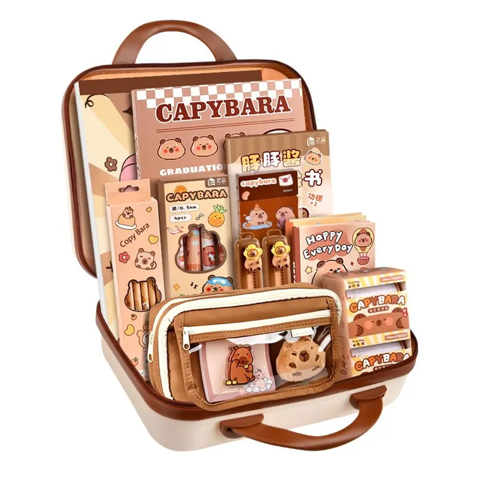 Kawaii Capybara Stationaly Sada roztomilých pravítka, ceruzka, puzdro na pečenie