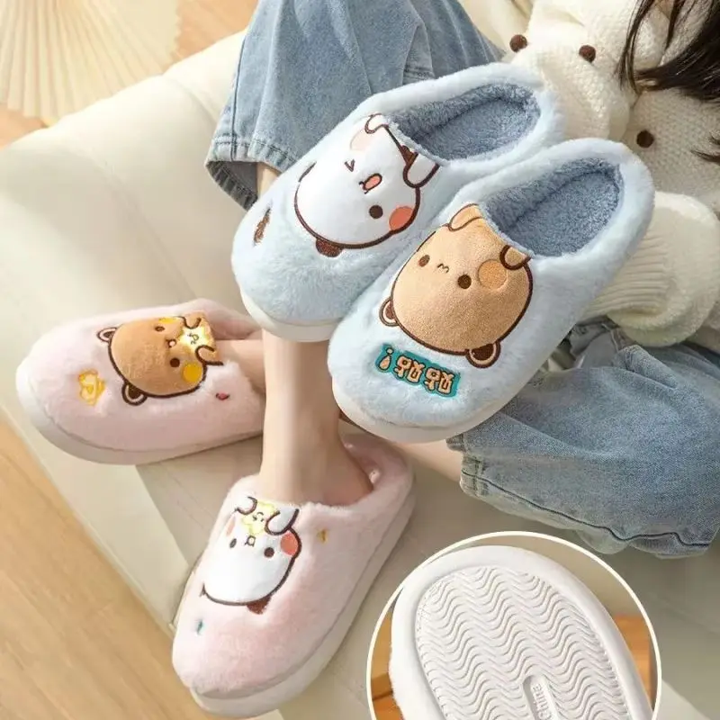 Kawaii Cartoon Anime Bubu Perifery dudu medveď plyšový paplz zimný voľný čas Home anti sklz hrubý dno bavlnené voľnočasové topánky darček
