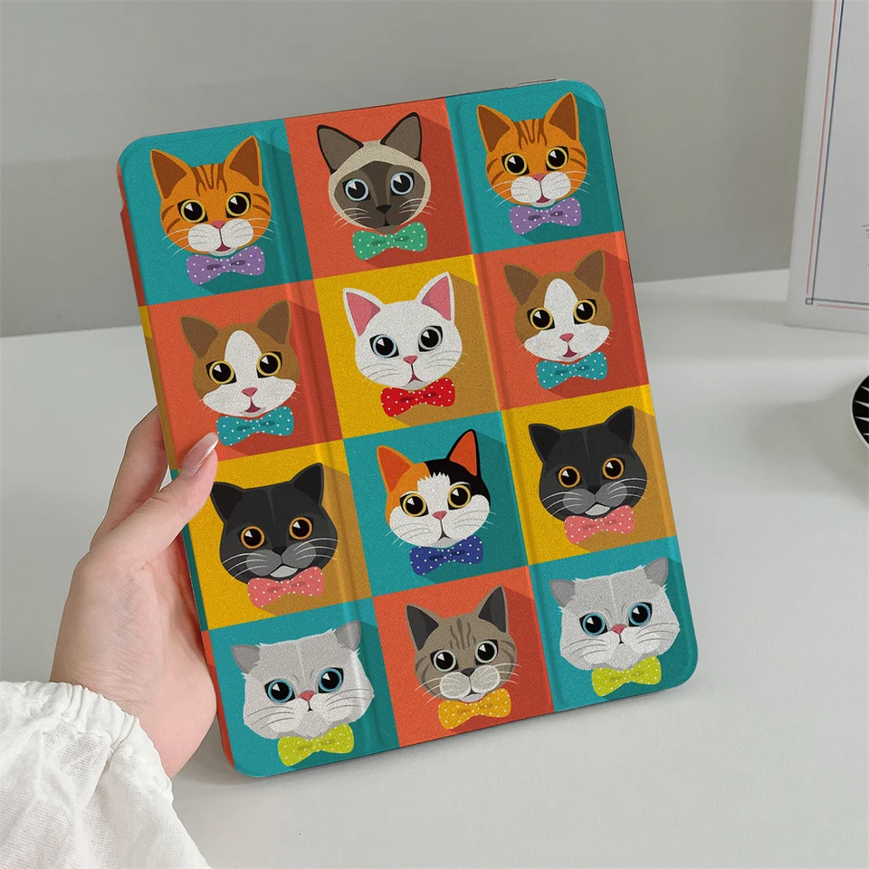 Kawaii Cartoon Cat puzdro pre iPad Air 2024 Pro 11 palcový iPad Air 5/4 10.9 10. 5. 5. 6. 5. 8.2 9,7 palca Air3 10,5 Mini 6/5/4 Cover