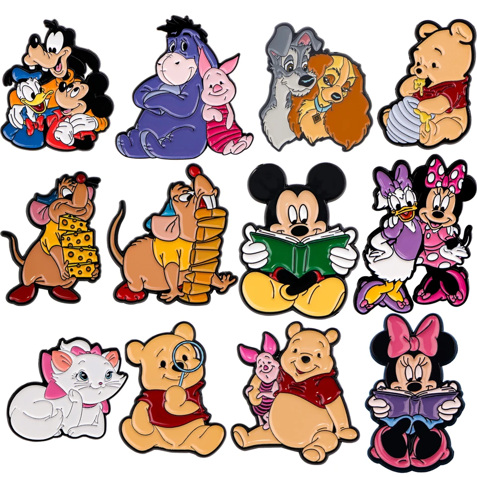 Kawaii Cartoon Series Series Smalt Pin klopy pre batohy brošne Železné odznaky módna brošňa na oblečenie darčekov šperkov Priatelia