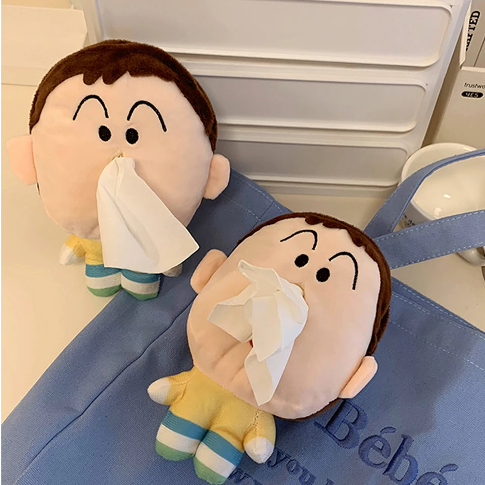 Kawaii Crayon Shin-Chan Boochan Plys Plush Tissue Tissue Plnený 20 cm Anime Tissue Box Cover Paper Storage Bag Prívesok Vianoce darčeky