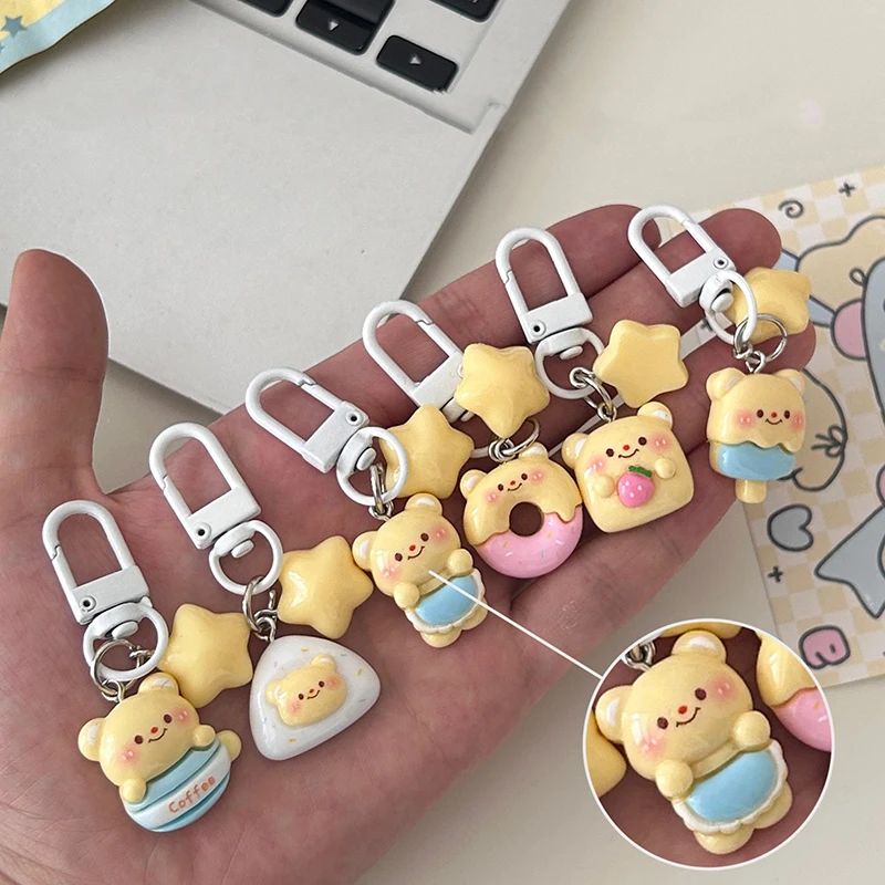 Kawaii Creative Star Bear Keychain Roztomilý karikatúra Car Keychain prívesok School School Backpack Detodes Doplnky pre deti Darčeky