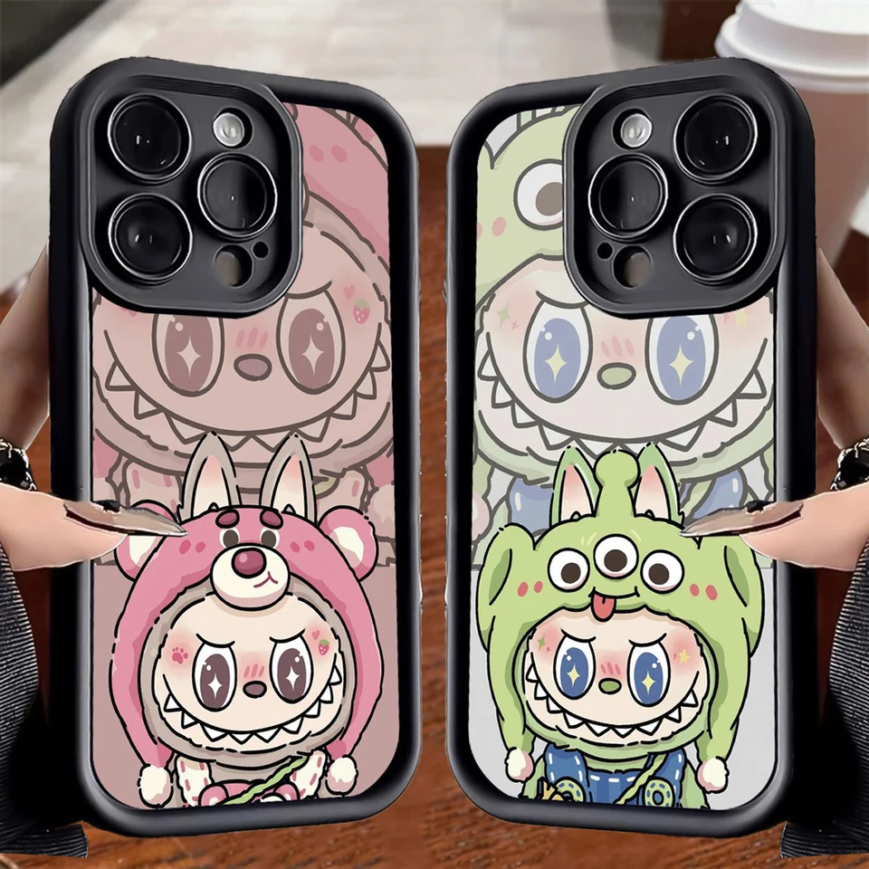 Kawaii Cute LaBubu Sweet Cool Fun Puzdro pre iPhone 15 14 13 12 11 Pro Max XR XS 7 8 Plus anti kvapka silikónový kryt Y2K Girl