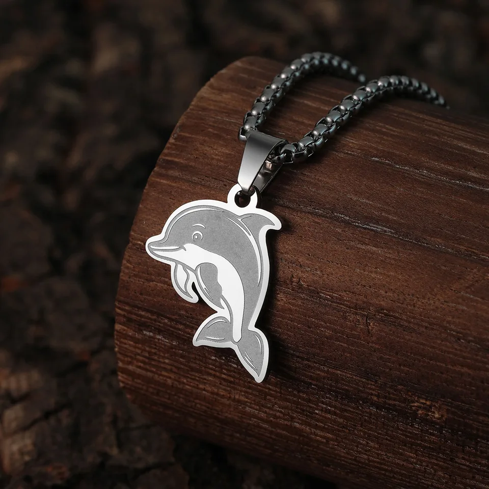 Kawaii delfín náhrdelník pre ženy muži z nehrdzavejúcej ocele Ocean Animal Pendant Fashion Deti Party vianočné darčeky