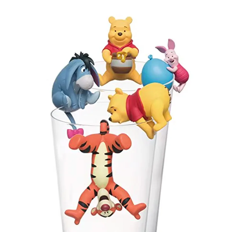 Kawaii Disney Pooh Bear Winnie Tiger Piglet Eeyore Action Figure Hračky Hračky pohár Edge Hanging Doll Cartoon Doll Cup Hanging Kids Darček