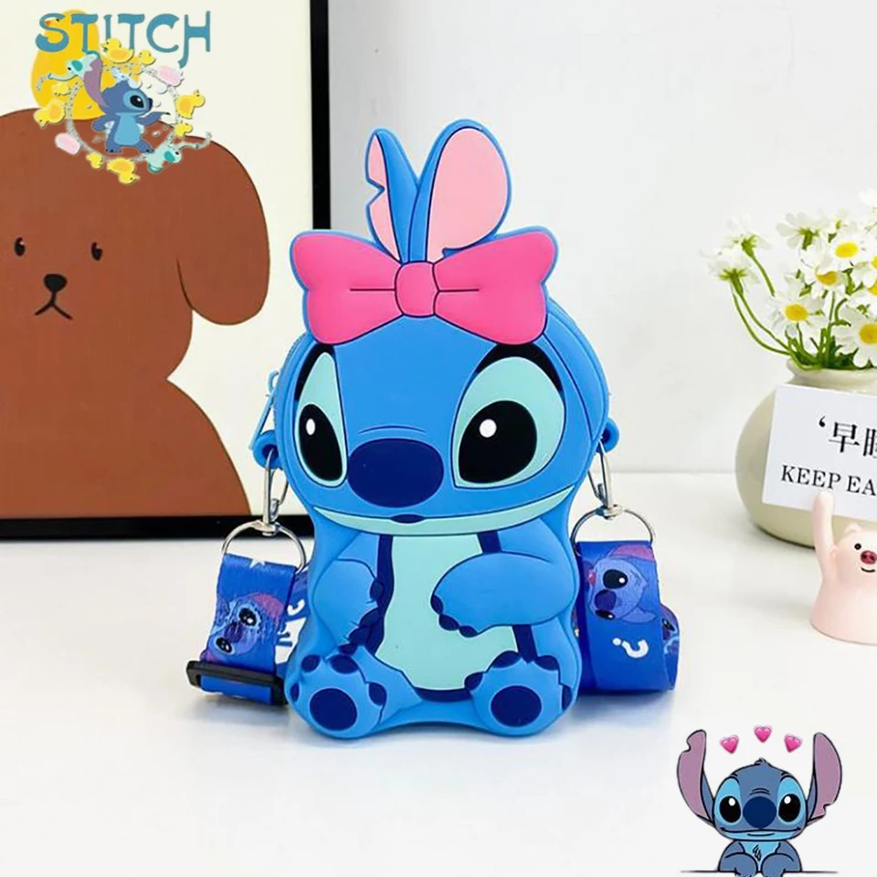 Kawaii Disney Zero Wallet Stitch Silikone Kids Coin Coin Bag Karika