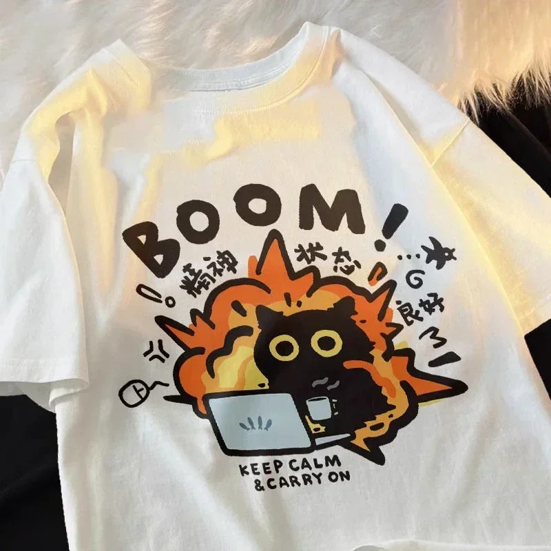 Kawaii Dobrý duševný stav Čisté tričko s krátkym rukávom pre mužov Ženy Dámske odevy uvoľnené neformálne karikatúra nadmerne nadmerne Y2K