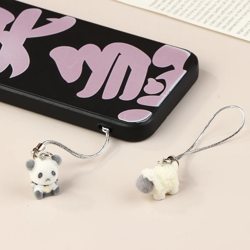 Kawaii Flocking Panda Shee Cow Telefon nalievaná krav