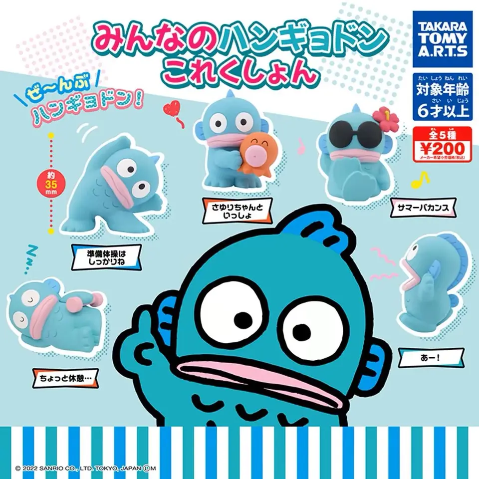 Kawaii Hangyodon Gashapon Sanrio Figures Action Obrázok PVC Model Periférie Mini ozdoby Hračky pre deti