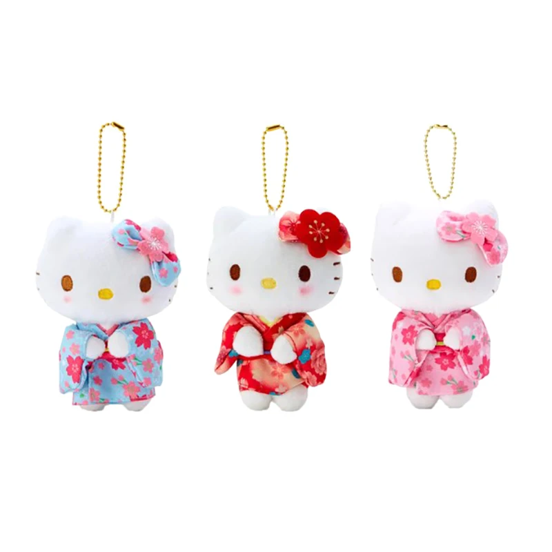 Kawaii Hello Kitty 12cm Sakura Kimono Series Cartoon Plush Batoh Pendant Anime Sanrio dievčenské srdce roztomilý plyšový kľúče