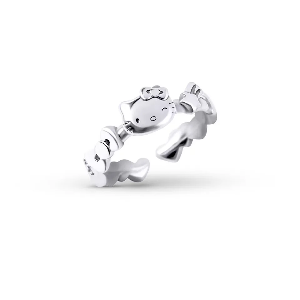 Kawaii Hello Kitty Bow Star Ring Anime Anime Sanrio Gemini Star Open Ring Pár ruky ozdoba dievčenské darčeky