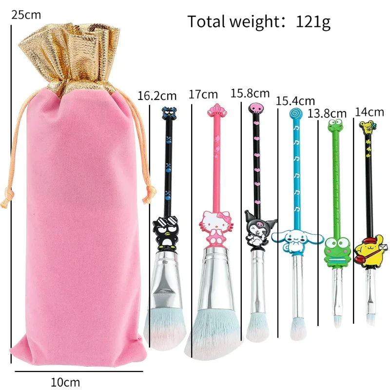 Kawaii Hello Kitty make -up kefy sada Soft Fluffy Cosmetic Foundation Práškový očný tieň Kabuki Miešanie Nástroj na kefu