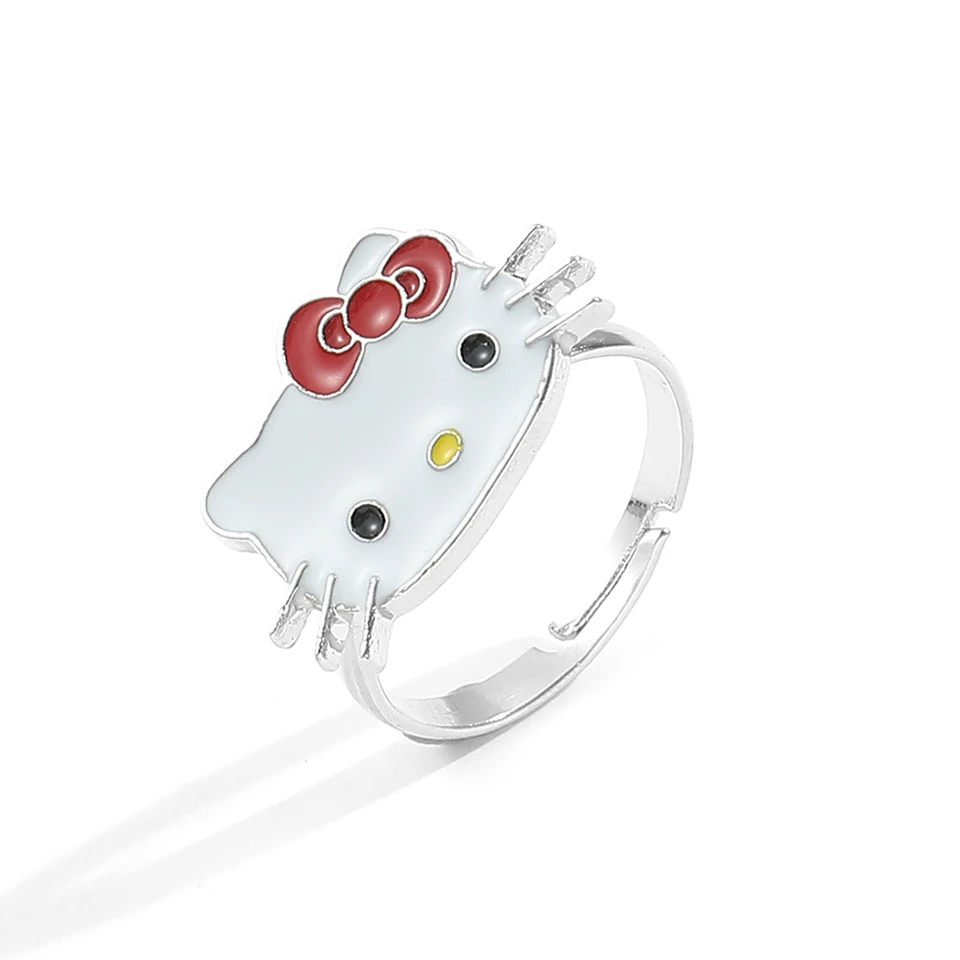 Kawaii Hello Kitty Open Rings Anime postava nastaviteľný prsteň pre ženy Dievčatá šperky roztomilé kt mačky darčeky