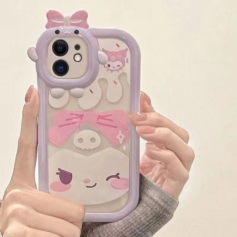 Kawaii Hellokitty Bow-Knot Little Monster Lens Case pre Oppo Realme 9i 10 11 Pro Plus C12 C15 C21 C33 C35 C55 4G 5G Reno 4 5 6 7
