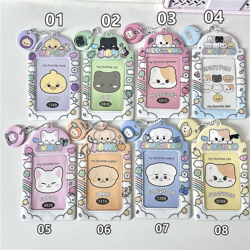 Kawaii Ins Cute 3 palcový KPOP Photocard Držiteľ foto -karta držiak tašku prívesok školské kancelárske potreby