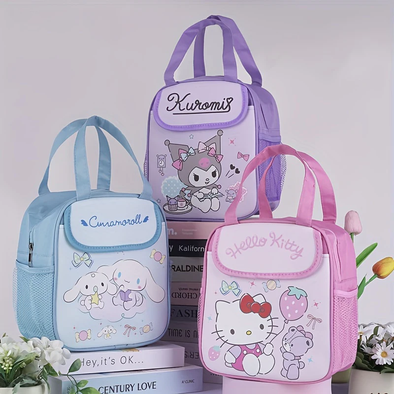 Kawaii karikatúra Hello Kitty Izolovaná obedová taška roztomilá kuromi moja melódia vrecká s veľkou kapacitou študent Bento Bag