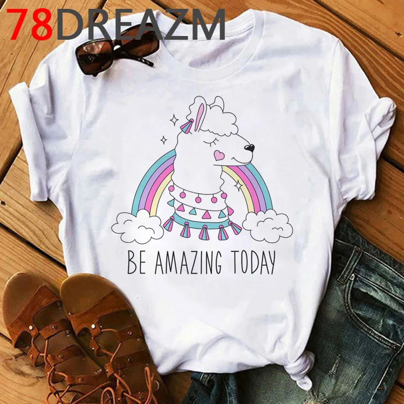 Kawaii Llama T Tričko Ženy letné top vtipné karikatúry no prob lama grafické odpaliská femme lama dámske topy unisex ženy