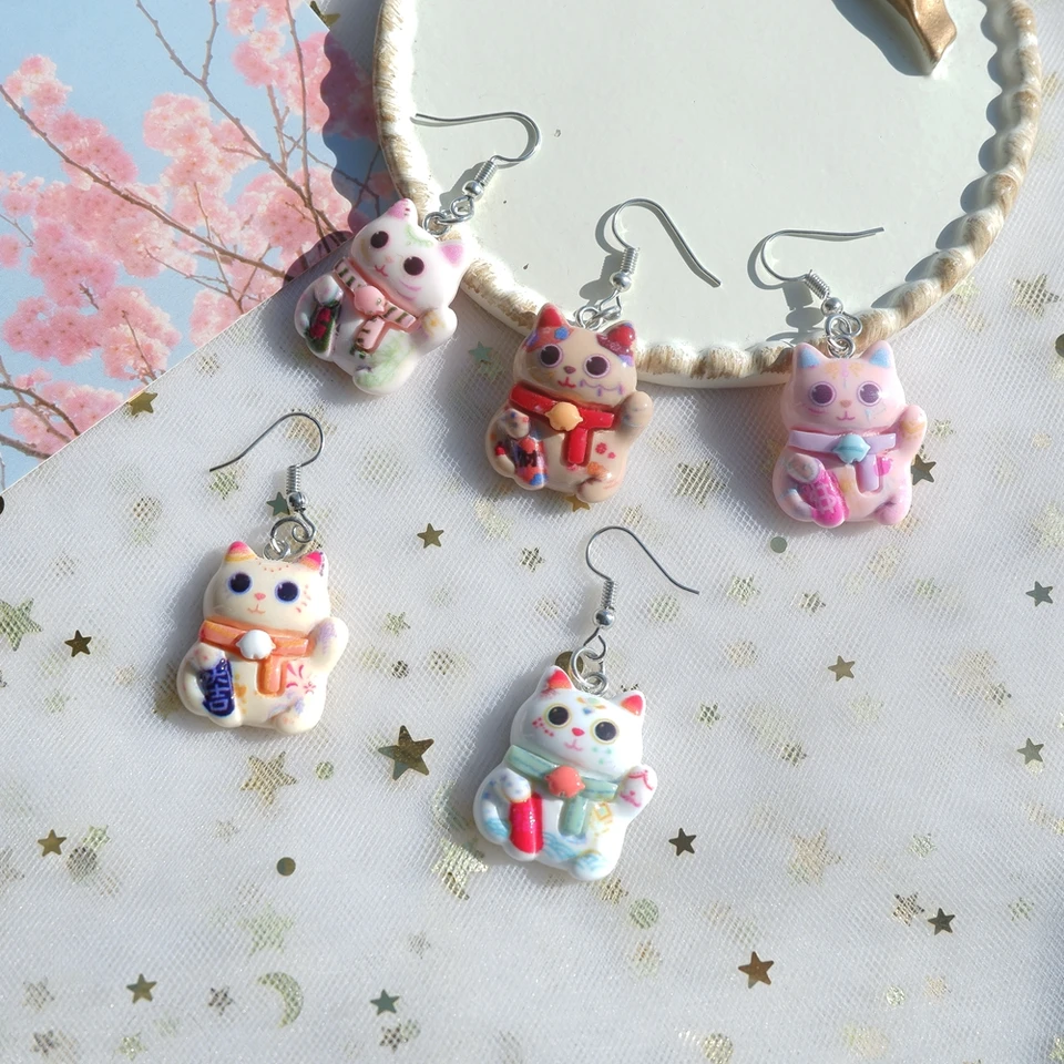Kawaii Lucky Cat náušnice kostýmy trendy štýl Žena dievča šperky Drop Shipping