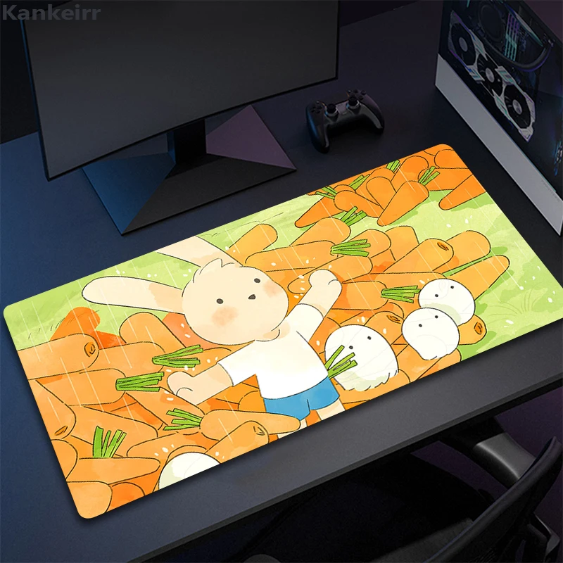 Kawaii malý králik červený olejomaľba stola Mäkká rýchlosť MousePad Krajina maľba xxl tropický stolný maľba veľká anime myšová podložka