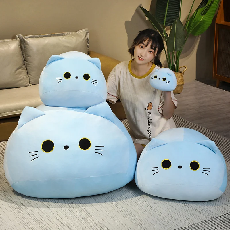 Kawaii mačiatko čierna modrá mačka plyšová hračka plnená chystám zvieratá vankúš