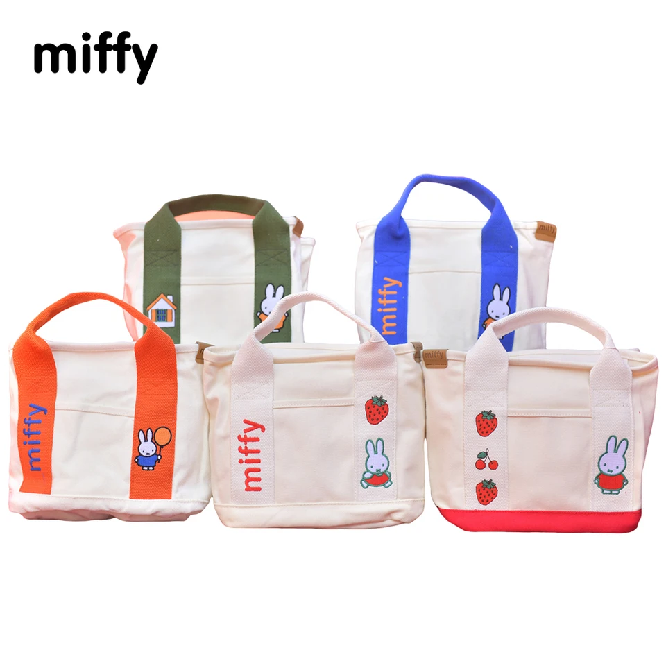 Kawaii miffy výšivka roztomilá zipsová taška s plátnom tote taška bento obedová krabica taška vianočný darček