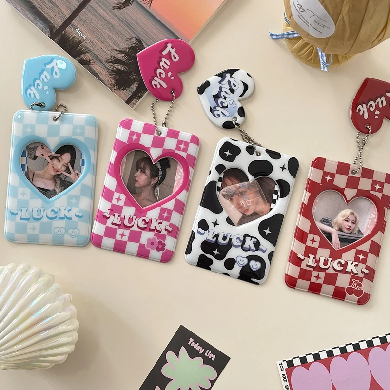 Kawaii mliečna kravská šachovnica KPOP Photocard Držiteľ foto -chránič idol Photo rukávy dievčenské batohové batohové batohové školské kancelárske potreby