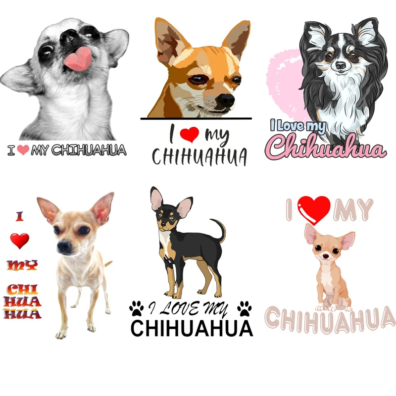 Kawaii Pes Milujem svoje chihuahua záplaty na odevoch kreslených nálepiek Aplikácia železo na prenos tepla na veľkoobchodné oblečenie