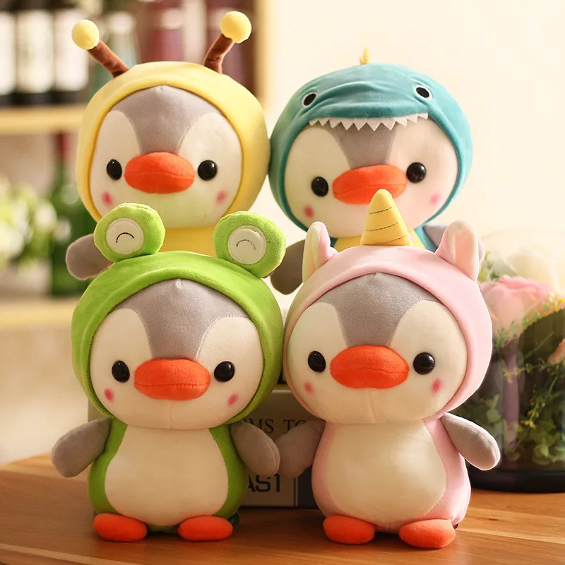 Kawaii plyšová hračka Penguin Otočte sa na dinosaurus žaba jednorožec včela plnená bábika karikatúra zvierat narodeniny vianočný darček pre deti deti