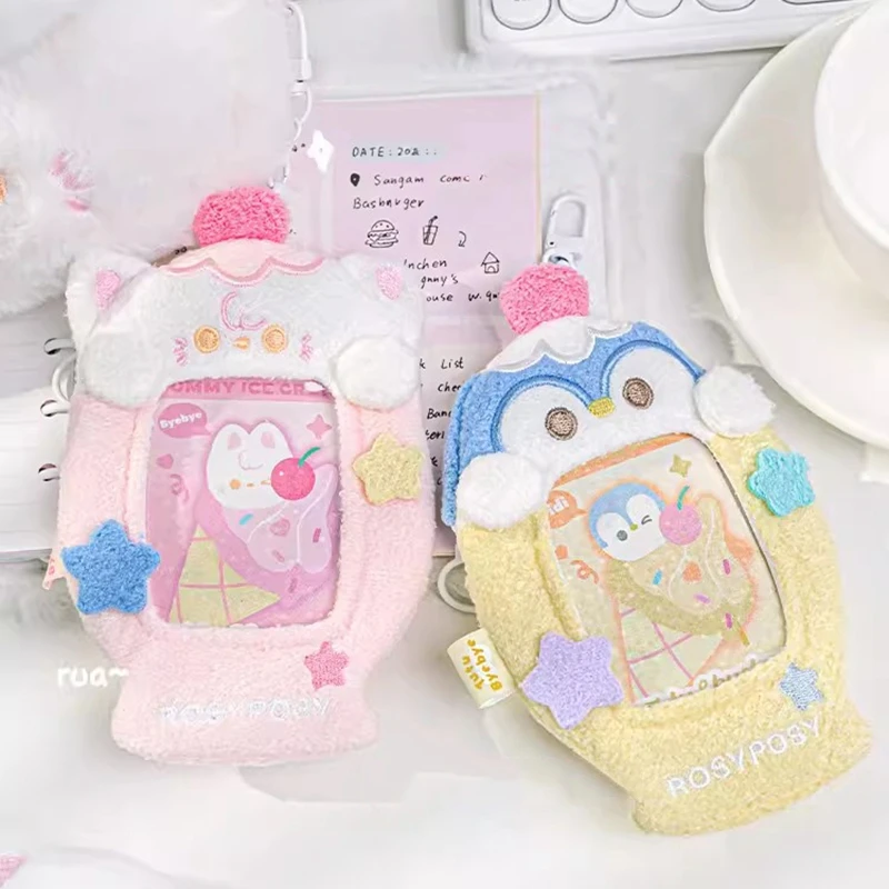 Kawaii plyšový držiteľ Kórejský idol carta chránič kariet cartoon psie mačky id Card rukávy KPOP Idol Photocard