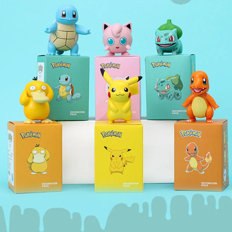 Kawaii Pokémon Pikachu Koda Duck Jenny Turtle Originálny licencovaný model 8cm Akčné figúrky Hračky Zhromažďovať ozdoby Darčeky pre deti