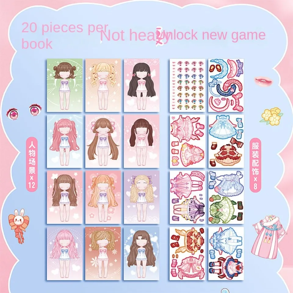 Kawaii PVC Dress Up Sticker Eva Cartoon Guka Sticker Princess Toy Activity Books