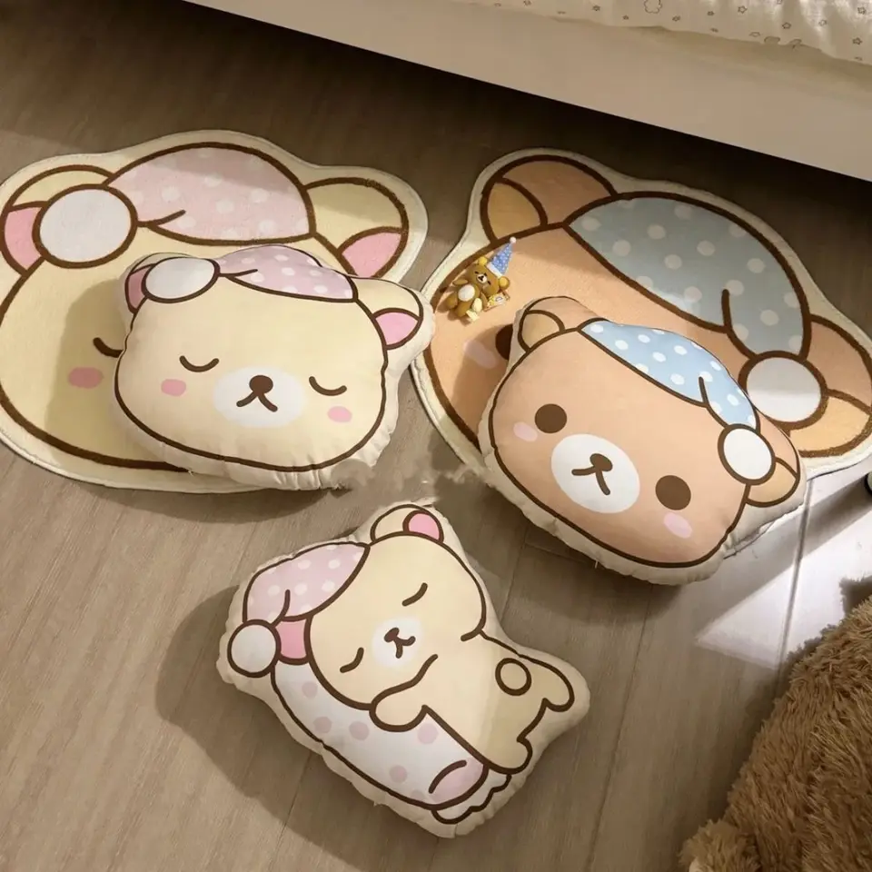 Kawaii Rilakkumas vankúš vankúš Karikatúra Korilakkuma plyšový plyšový dolu vankúš na pohovku stoličky
