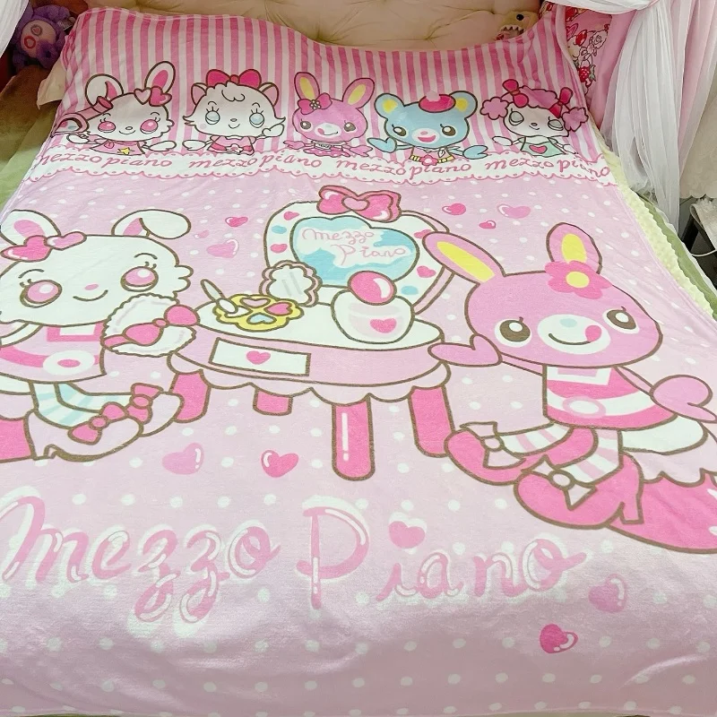 Kawaii roztomilé mezzo klavír roztomilé koralové plyšové prikrývky Office Office Home Lounge Prikrývky Karikatúry milujúce mäkké tlačené prikrývky 2*1,5 m