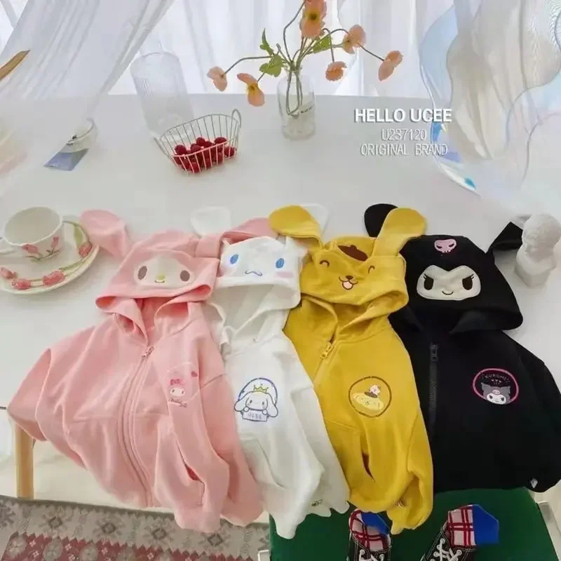 Kawaii Sanrio Anime Detská mikina Pom pom Purin My Melody Kuromi Jeseň
