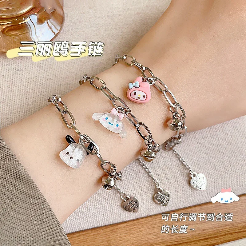 Kawaii Sanrio Anime Pochacco My Melody Cinnamoroll Bell Bell Náramok roztomilý sladká priateľka Birthday Gifts Hračky pre dievčatá