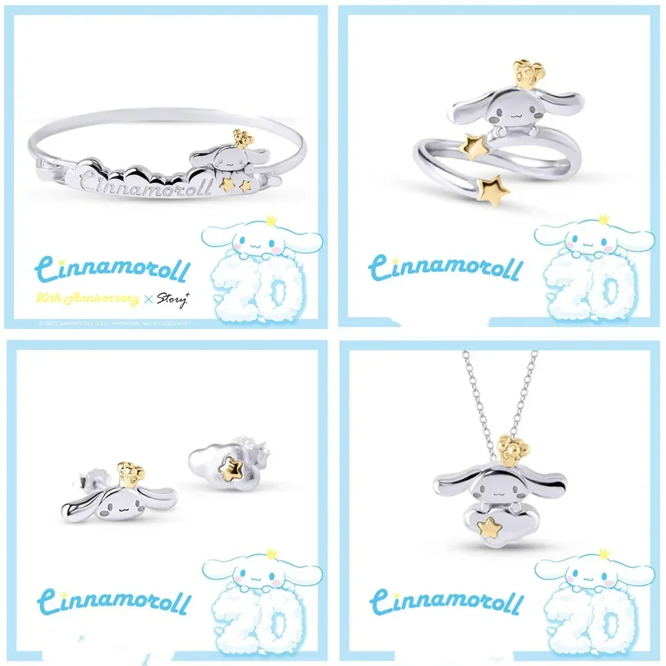 Kawaii Sanrio Anime postava Cinnamoroll Náramok náušnice náhrdelník Karika