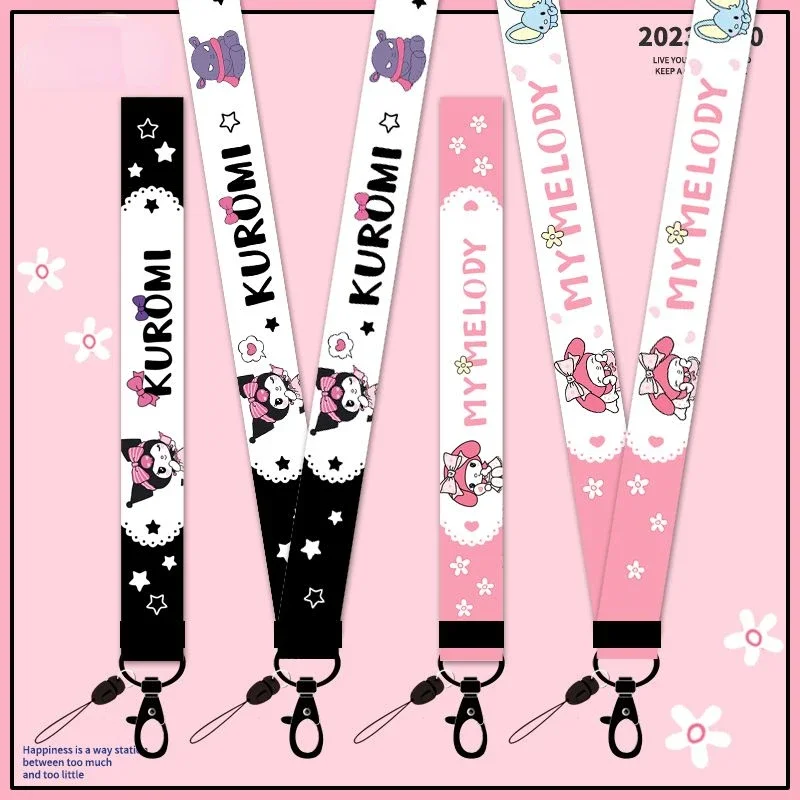 Kawaii Sanrio Cute Girtis Pink My Melody Kuromi Mobilný telefón Lanyard Neck Rone U Disk karty Držiak proti Lost-Lost Wrist Roy Hračky darček